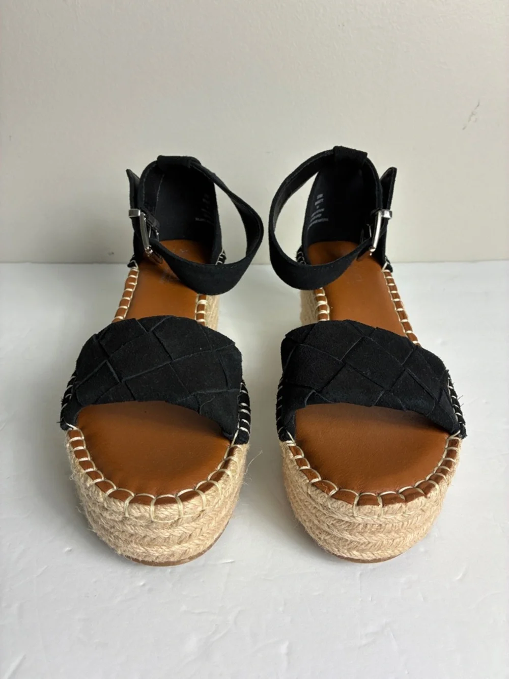 Women’s Black Espadrille Platform Sandals Ankle Strap Beach Vacation Cruise Sz 7